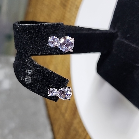 White Gold Filled Small Cubic Zirconia Post Earrings - Picture 1 of 10